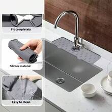 Alas Pengering Silikon Anti-Percikan untuk Keran Dapur TPR, Alas Pengering Wastafel dengan Alur Vertikal Pendek, Alas Pembersih - MultiWarna - View 13
