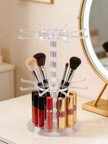 1个可调节双层旋转钥匙架展示架，透明/黑色多功能塑料桌面收纳架，适用于钥匙扣、徽章、珠宝、项链、手链、吊坠等 - 多用途收藏和奖品展示架，适合阳光明媚的旅行、返校季、情人节、情人节礼物、男士礼物、女士礼物