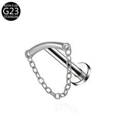 1 pieza Pendiente de titanio G23 con rosca interna, Pendiente, Cartílago, Trago, Hélice, Aro, Joyería corporal con decoración de diamante, 16G - Plateado - Ver 49
