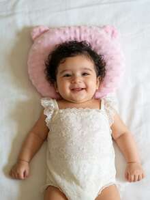 1个纯色毛绒圆点新生儿枕头，柔软透气，U型造型设计，适合0-6个月的宝宝睡眠，四季皆宜，旅行必备，是度假、母亲节、情人节、复活节的理想礼物。 - 彩色 - 查看 2