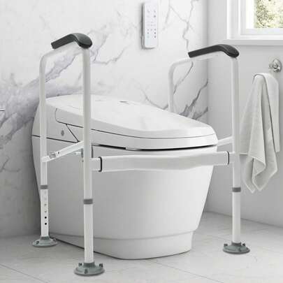 Toilet Safety Frame,Toilet Frame For Disabled And Elderly, Sturdy, Safety Rails, Free Standing, Disabled Toilet Support Frame, Height And Width Adjustable Toilet Rails, Toilet Surround Safety Frame