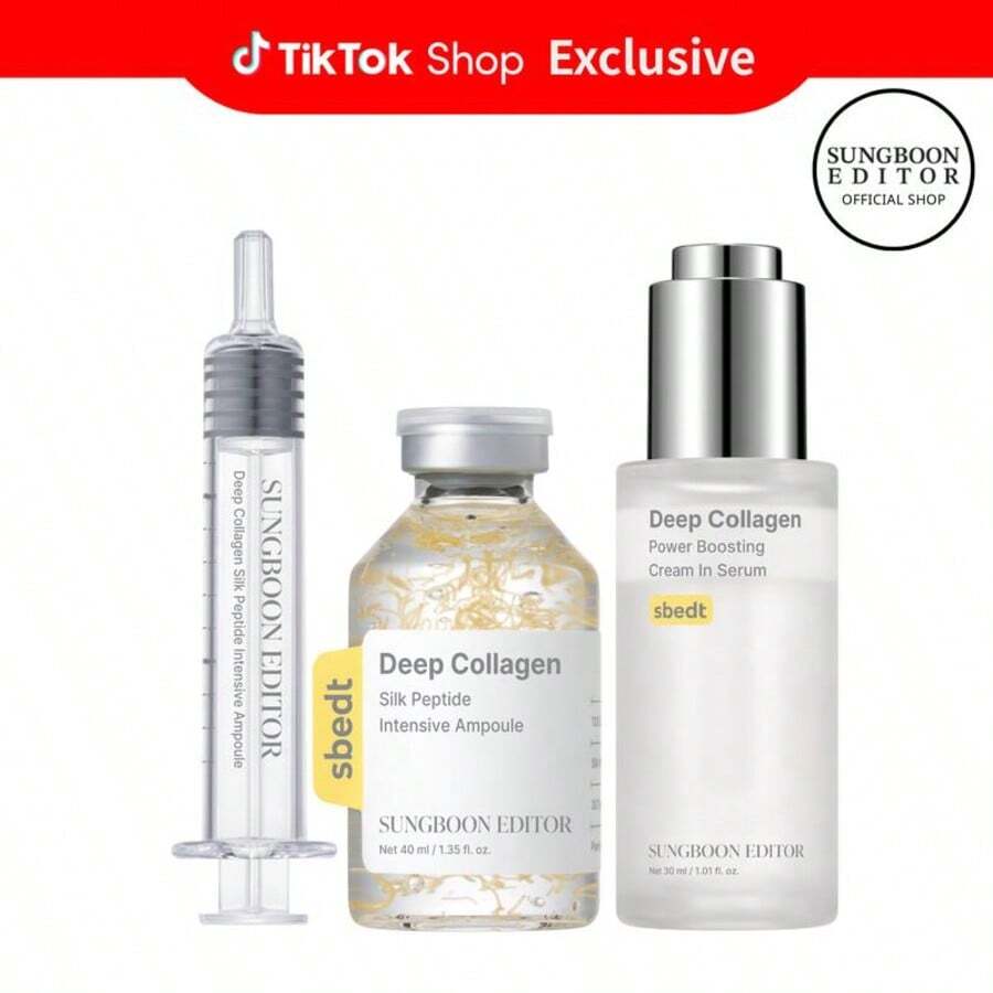 [Sungboon] Silk Collagen & Peptide Face-Lift Duo  – Ampoule + Rejuvenate Serum With 8 Types Hyaluronic Acid For Wrinkles & Fine Lines | Gift Set Firming, Moisturizing, Collagen Boosting, Anti Aging Korean Home Aesthetic For All Skin Types - Collagen - 查看 1