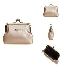 New Baellerry Women's Coin Purse, Korean Style, Made Of Oil Wax Leather, Simple And Fashionable, INS Style Kiss-Lock Bag. - 黃色 - 查看 13