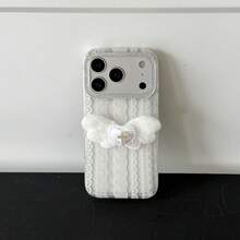 纯手工纯白亮片蕾丝翅膀创意手机壳，兼容 17 Pro Max、16 Pro Max、15 Pro、14、13，可爱时尚手机保护套 - 白色 - 查看 5