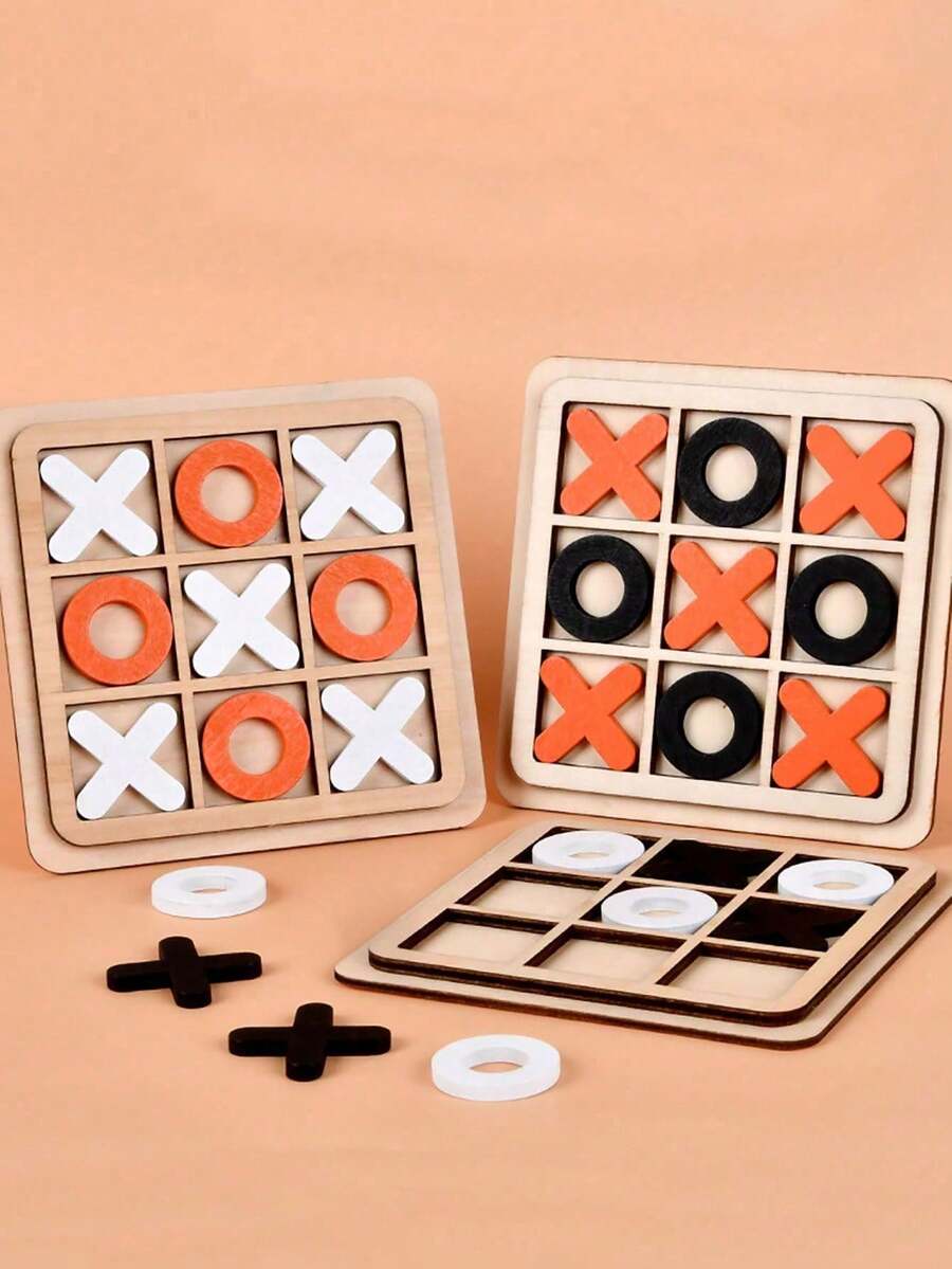 2025 New Arrival, 1pc Wooden XO Tic Tac Toe Game Set, Suitable For Gatherings, Parties - Birthday Gift, Gift, Easter Gift, Perfect Gift, Graduation Gift - Black and White - View 1