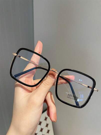 1 Pair Metal Square Full-Rim Multi-Color Modern Minimalist Style For Women, Suitable For Holiday Gifts, Summer Beach Parties, Tropical Beach Vacations, Family Outings, Dating Outfits, Fashion Accessories, Fits All Face Shapes, Can Be Customized For Myopia