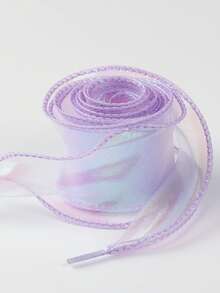 1 Pair 4cm Wide Iridescent Tulle Silk Shoelaces, Wavy Lace Ribbon Mermaid Tail Shoelaces - Multicolor - View 16