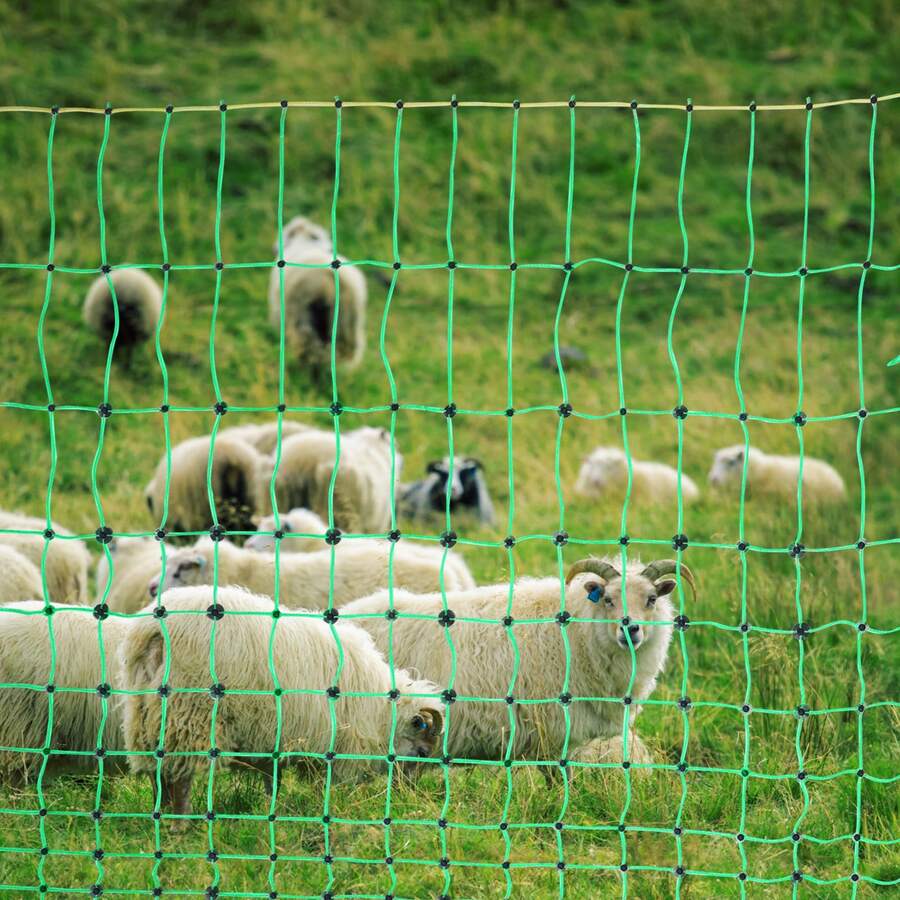 Electric Fence Netting, 42" H X 164' L, PE Net Fencing With Posts & Double-Spiked Stakes, Utility Portable Mesh For Goats, Sheep, Lambs, Deer, Hogs, Dogs, Used In Backyards, Farms, And Ranches
