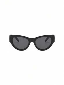 1pc Cat Eye Fashion Glasses For Women, Fashionable And Versatile For Street Style - phim xám khung đen - Xem 3