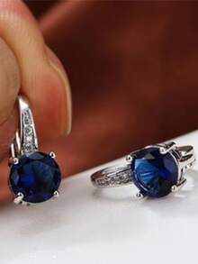 1 par de pendientes minimalistas con colgante de circonita, pendientes de aro clásicos para mujeres - pendientes - Ver 14