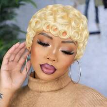 卷发假发 真人发假发 精灵短发假发 短发刘海假发 时尚造型玫瑰网帽 适合派对角色扮演 日常佩戴 假发 适合所有女性 - 彩色 - 查看 2