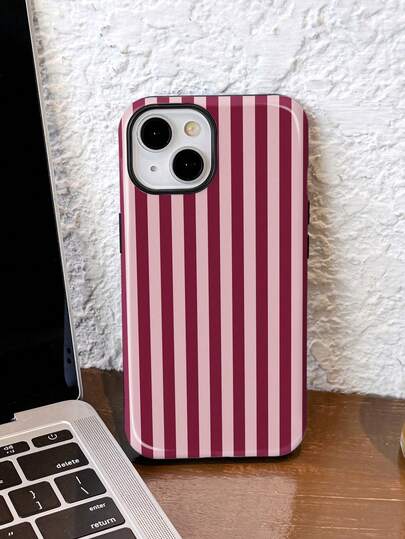 1pc Minimalist Artistic Colorful Striped Pattern Glossy 2-In-1 Phiên Film Hard Phone Case Compatible With Samsung/ 11/12/13/14/15/16/17 Pro Max
