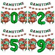 32" Green Number Foil Balloons, Football Pennant Flags, Football Shaped Balloons, Birthday Party Decorations - Green - View 1