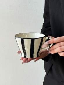 1个陶瓷漏斗咖啡杯，简约欧式陶瓷杯，水杯，高品质陶瓷杯，适合聚会、下午茶、早餐、果汁、咖啡，礼品 - 彩色 - 查看 6