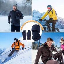 Gorro Invierno Bufanda y Guantes para Frio Hombre, Guantes Termicos con Funcin Pantalla Tctil, Pasamontaas, Kit de Invierno para Clima Fro para Hombres y Mujeres 3 Piezas - Talla única + Talla Única + Azul - Ver 9