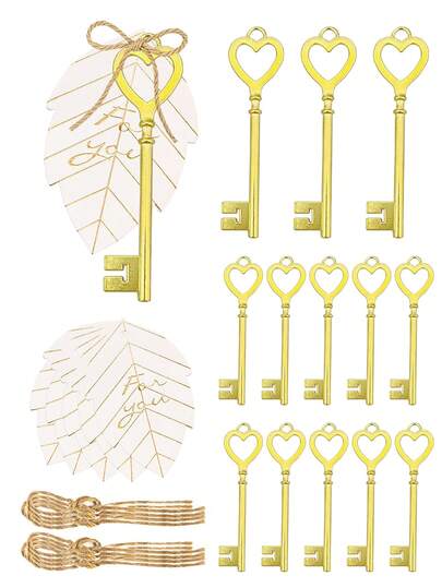 36/12pcs Heart-Shaped Key Gift Set, Home Party Heart-Shaped Bottle Opener Gift Set, Party Gifts, Wedding Decor, Wedding Supplies, Bottle Opener Keychain Pendant & Greeting Card Decor, Heart-Shaped Keychain Pendant Gift Set, Suitable For Holidays, Parties, Home Events, Wedding Supplies