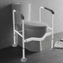 Toilet Safety Frame,Toilet Frame For Disabled And Elderly, Sturdy, Safety Rails, Free Standing, Disabled Toilet Support Frame, Height And Width Adjustable Toilet Rails, Toilet Surround Safety Frame - White - View 1