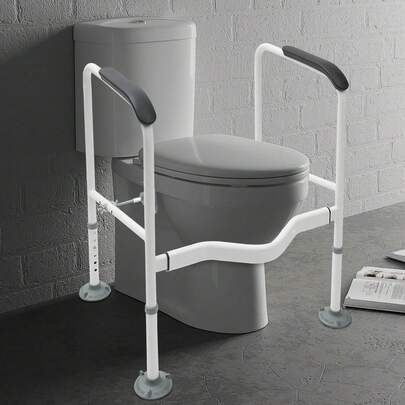 Toilet Safety Frame,Toilet Frame For Disabled And Elderly, Sturdy, Safety Rails, Free Standing, Disabled Toilet Support Frame, Height And Width Adjustable Toilet Rails, Toilet Surround Safety Frame
