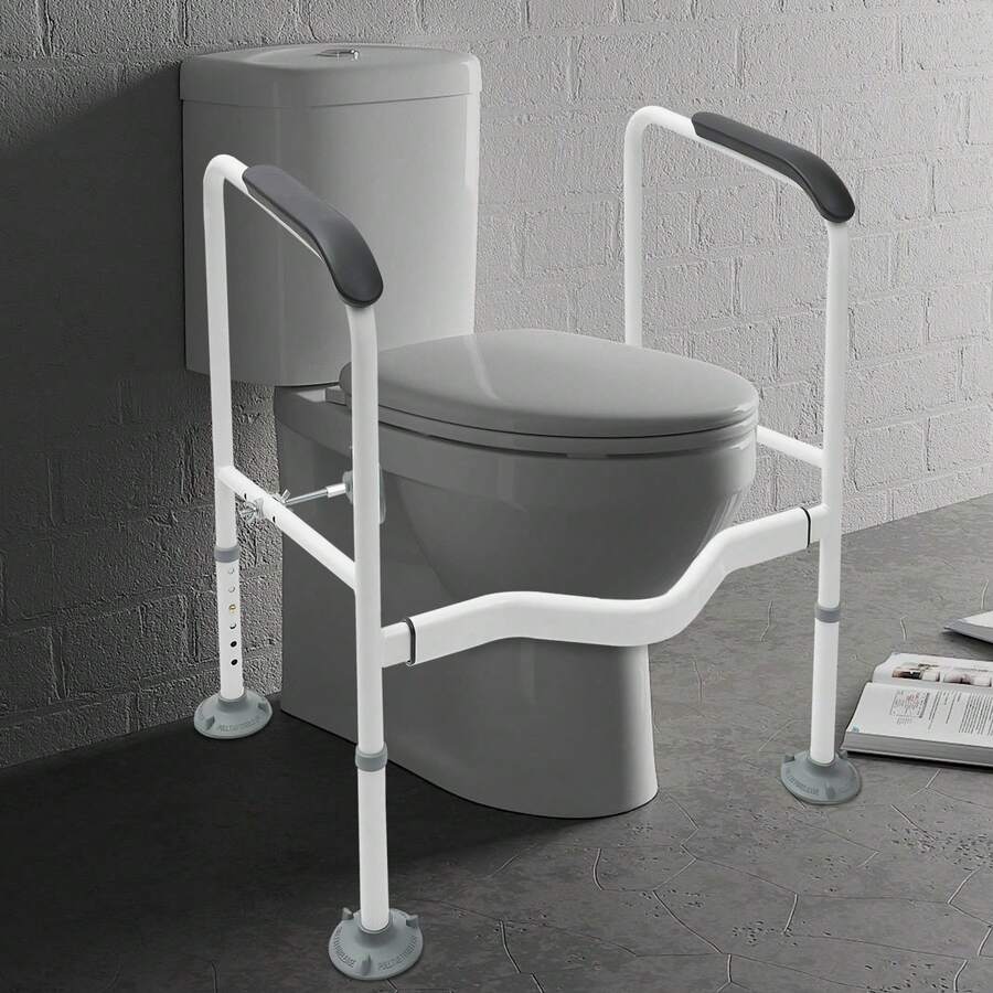 Toilet Safety Frame,Toilet Frame For Disabled And Elderly, Sturdy, Safety Rails, Free Standing, Disabled Toilet Support Frame, Height And Width Adjustable Toilet Rails, Toilet Surround Safety Frame - White - View 1