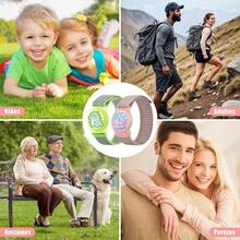 2 Pack Pulseras para AirTag, Fundas Protectora con Pulsera de Nailon Trenzado y Diseos Encantadores de Dibujos Animados, para nios pequeos nias y Ancianos Arco Iris+ Coche - dinosaurio + corona - Ver 9