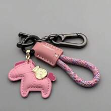 1pc Handmade Leather Car Key Chain, Decorated With Horse And Money Bag Pattern, Symbolizing "Instant Wealth". Can Be Used As DIY Accessories, Bag Charms, Travel Bag Decorations, Shoulder Bag Accessories, Multipurpose Bag Pendants, Car Decorations, Gifts For Valentine's Day, Mother's Day, Father's Day, Back To School, And Graduation