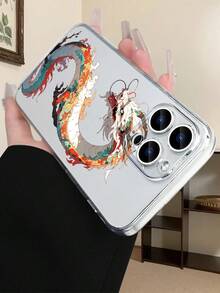 Asian Style Dragon Print TPU Phone Case With Striped Inner Anti - Drop For IPhone 17/16/15/14/13/12/11/XS MAX/XS/X/XR/7/8/7 PLUS/8 PLUS &  S25/S24/S23/S22/S21/A12 - A16/A22/A24 - A25/A33 - A35/A51 - A55/A71 - A73, Suitable For Fashion Enthusiasts - 無色 - 查看 6