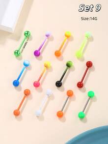 Morlyda 6-12pcs/Set Cute Sweet Tongue Rings Acrylic Gradient Color Tongue Nail 14G Stainless Steel Pink Tongue Stud Skull Heart Tongue Jewelry Star Tongue Barbell Ring Cross Goat Tongue Piercing Jewelry For Women Girls Valentine's Day Christmas Gift Party Vacation Daily Wear Piercing Body Jewelry For Summer Travel, Wedding, Party, Birthday, Daily Matching, Nice Gift For Friends
