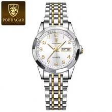 POEDAGAR Fashion Ladies Waterproof Luminous Date Watch Stainless Steel Quartz Watch Birthday Gift Mom Wife Friends Lovers Valentine's Day - Multicolor - View 11