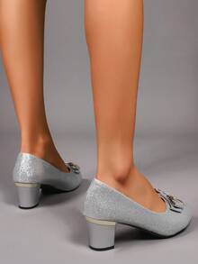 Geeyea Ladies' Elegant Bow High Heels - 銀色 - 查看 4