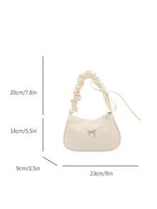 1 szt. Jednokolorowa, modna torebka z falbanką w kształcie chmury, na ramię i pod pachę - Biały - Zobacz 9