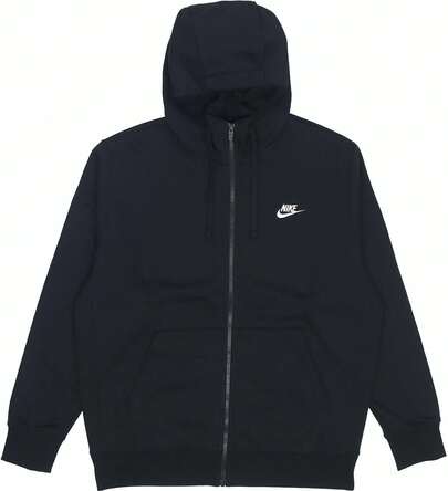  Nike Sportswear ClubFleece Embroidered Logo Solid Color Hooded Zip-Up Jacket/Sweatshirt For Men
