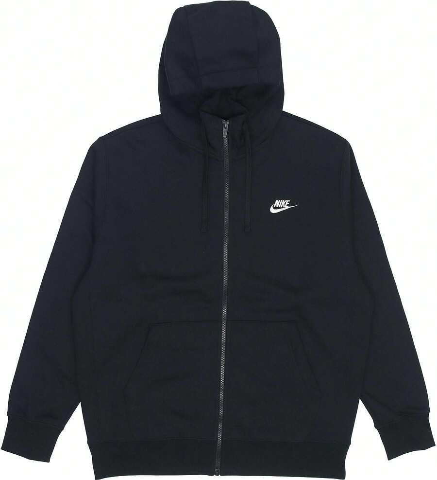 Áo khoác/áo nỉ có mũ kéo khóa màu trơn, in logo Nike Sportswear ClubFleece dành cho nam, màu đen. - màu đen - Xem 1