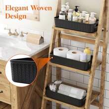 Lifewit Cesta de papel higinico verde con asa, paquete de 2 cestas de mimbre de plstico para inodoro, tapa de tanque para decoracin, organizador de almacenamiento de inodoro para bao - Verde - Ver 3