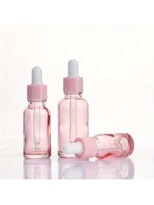 1/5pcs 10/20/30ml Reusable Pink Glass Dropper Bottles, Suitable For Travel And Home Use