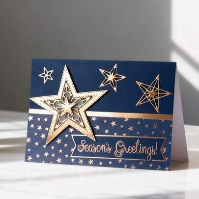 1 件创意星形背景剪贴簿模具 - 非常适合纸艺、卡片制作、剪贴簿和 DIY 相册装饰，该模具采用耐用的金属结构！