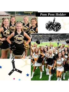 Cheerleader Backpack Strap Accessories, Dual-Layer Fuzzy Ball, Black Triangle Buckle - Multicolor - View 6