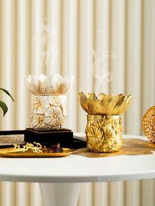 Incensário de resina em formato de flor (1 unidade) - Design criativo, ornamento de mesa requintado, estilo árabe do Oriente Médio, ideal para sala de estar, sala de família, escritório, meditação, decoração de festas e uma ótima opção de presente. - Multicolorido - Ver 4