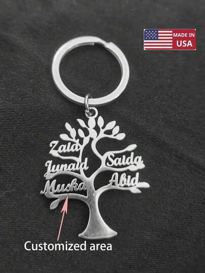 Personalized Genealogy Keychain - Custom Name Engraved On Stylish Stainless Steel Keyring
