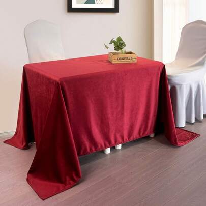 1pc High Drape Velvet Tablecloth, Wedding And Party Decoration Tablecloth, High Grammage Conference Venue Tablecloth