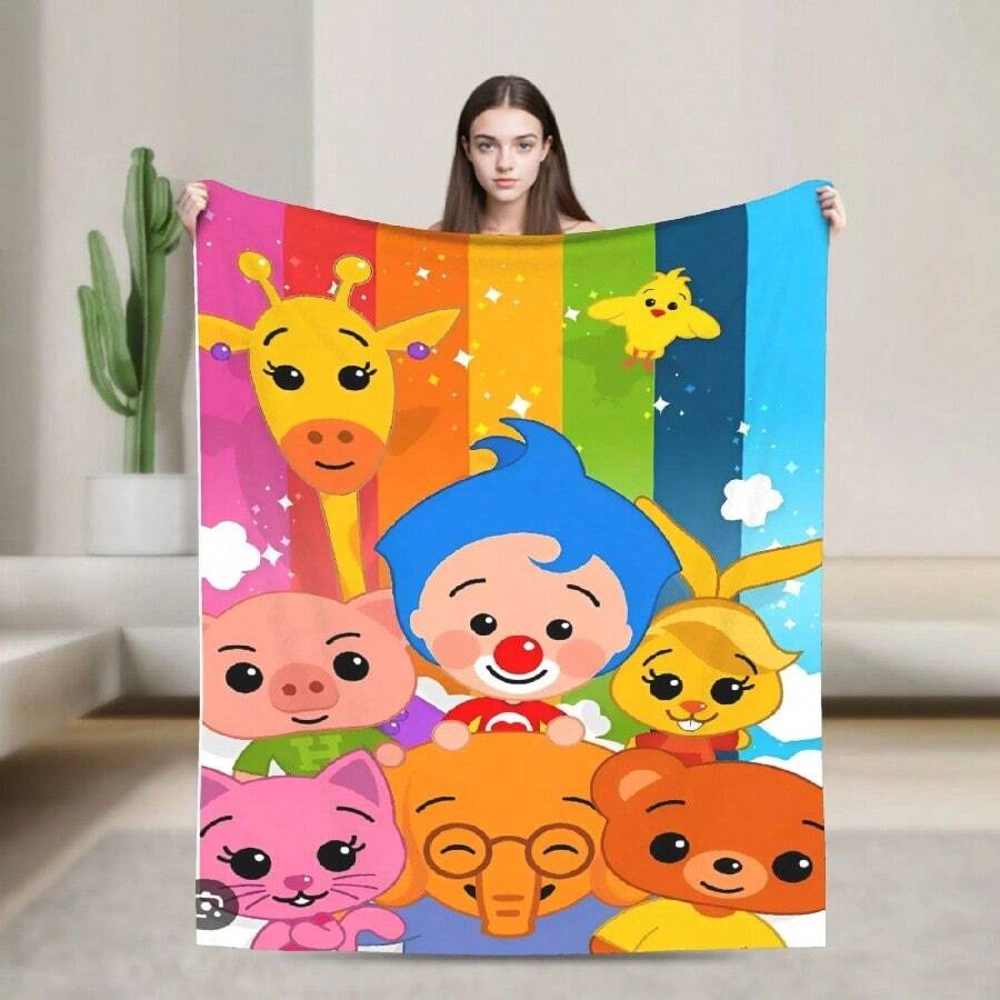 Cute Cartoon P-Plim Blanket S Adults  Flannel Throw Blanket For Living Room Warm Custom Quality Bedspread Gift(4).Jpg - 白色 - 查看 1
