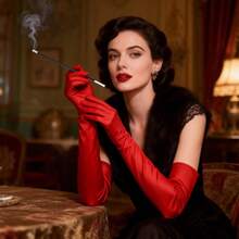 2 Peças Conjunto de Luvas e Porta-Cigarros Vintage Longo, Adequado para Festas com Tema Retrô, Chás de Panela, Despedidas de Solteira, Galas, Sessões Fotográficas, Feriados, Réveillon, Encontros no Dia dos Namorados, Aniversários - A - Visão 6