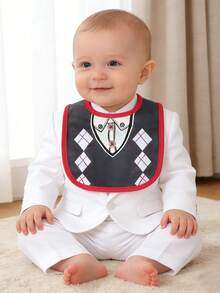 momscare 3/6pcs/Set Random Baby Bibs With Bow Tie, Soft & Comfortable Fabric, Suitable As Wedding, Holiday Or Baby Boy Christening Gift - Multicolor - View 3