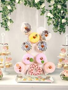 1set Easter Bunny Wooden Donut Display Stand, Unique White Rabbit Donut Holder, Easter Party Table Centerpiece, Easter Table Decor, Easter Home Decor, Wedding Dessert Display Stand, Birthday Party Food Display Stand, Easter Bunny Decor, Easter Room Decor, Easter DIY Dessert Cake Decorations, Babe Shower Decor, Easter Party Supplies, Happy Easter Decorations, Easter Gift - Alien White Rabbit - View 6