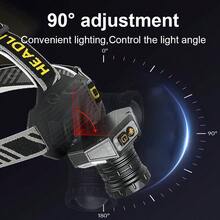 IR Sensor LED Headlamp Yellow Light Rechargeable Headlight With COB Light 2*30W LED 8 Modes Head Flashlight Zoomable Outdoor Camping Lantern - Black - View 8