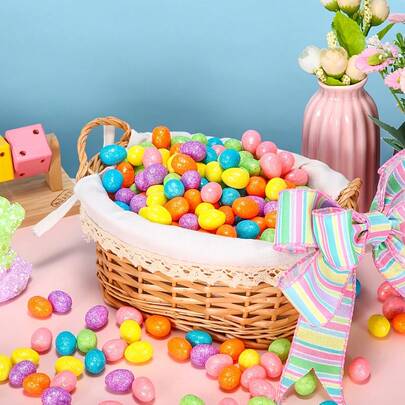 200pcs Assorted Colors 1.5*1.8cm Easter Colorful Foam Shiny Gold Powder Fake Small Bird Pigeon Eggs