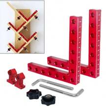 3 件套木工直角夹具，铝合金直角定位尺，直角夹钳组合工具，140mm 90°定位块，高度尺木工工具，精密角度固定工具，用于橱柜制作、家具组装和 DIY 木工项目 - 彩色 - 查看 3