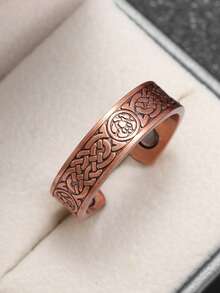 1pc Classical Creative Celtic Knot Flower Of Life Pattern Opening Adjustable Copper Ring For Women Daily Casual Street Party Fashion Simple Temperament Jewelry Gift Birthday Gift