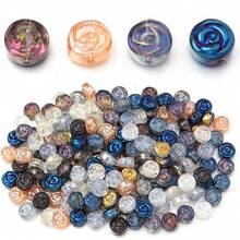 20pcs/Pack 10mm Glass Rose Round Beads, Electroplated Rose Beads For Jewelry Making DIY Bracelet Necklace, Valentine's Day Rose Beads