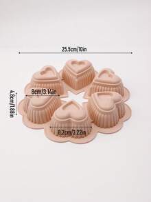1pc Creative Silicone Heart-Shaped Cake Mold, 6-Cavity Pastry Chocolate Cookie Mold, Heat Resistant & Non-Stick, Suitable For Muffins, Cheesecakes, Tarts, DIY Baking, Soap Mold, Silicone - Multicolor - View 15