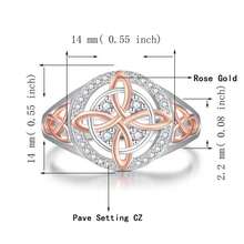 925 Sterling Silver Rose Gold Plated Celtic Knot Ring, Anillo Nudo De Bruja Plata 925 Original Witch Knot Jewelry, Cubic Zirconia Decorated S925 Witches Knot Ring, Witchtok Witch Jewerly Pagan Jewelry For Devotion For Protection - 10 - 查看 6